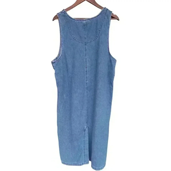 Vintage Denim Smock Apron Popover Maxi Dress - Picture 4 of 6